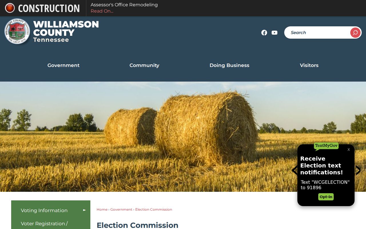 Franklin voter registration records office at the Williamson County Election Commission